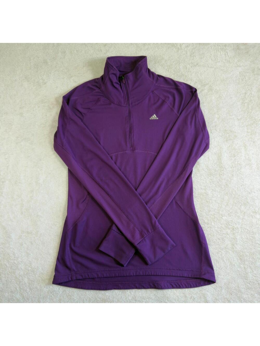 Adidas Climalite Women's Small Purple 1/4 Zip Long Sleeve Athletic Running Top